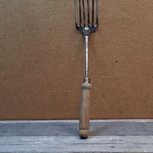 Foley Fork Stainless Steel 6 Tine Wood Handle Kitchen Mixing Masher Tool
